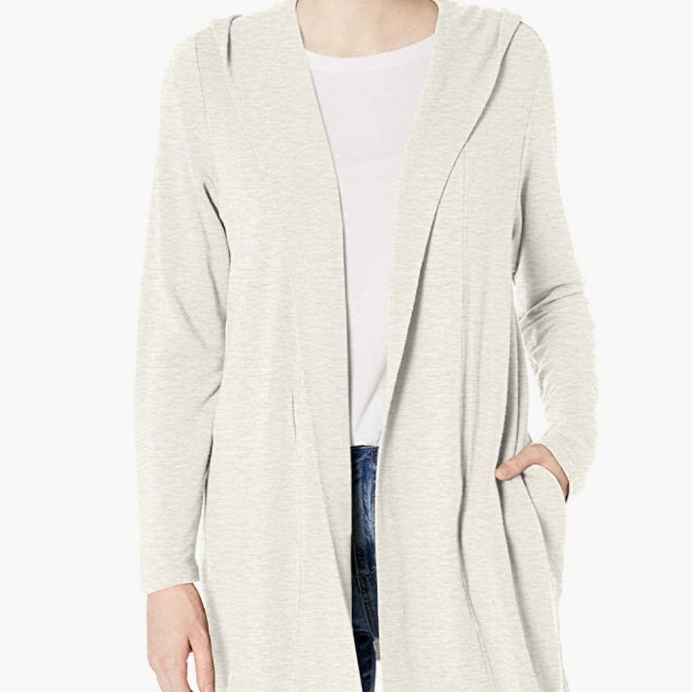 NWOT Monrow Archives Supersoft Knit Heathered Gray Open Cardigan Sz M